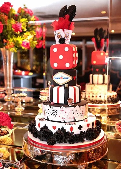 A multiple-tier themed-cake for Casino Valley company